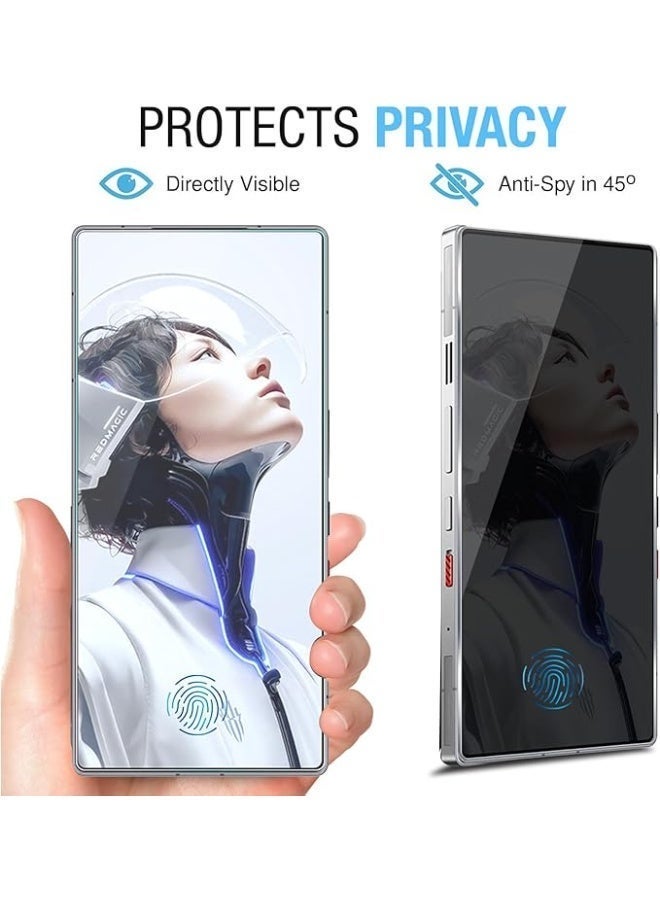 QIRG مجموعة 2 في 1 لجهاز ZTE Nubia RedMagic 11 Pro/RedMagic 11 Pro + واقي شاشة زجاجي مقسى للخصوصية وعدسة فيلم، [يدعم فتح بصمة الإصبع] فيلم خاص مضاد للتجسس 9H، مضاد للخدش، متوافق مع الجراب - Image 5